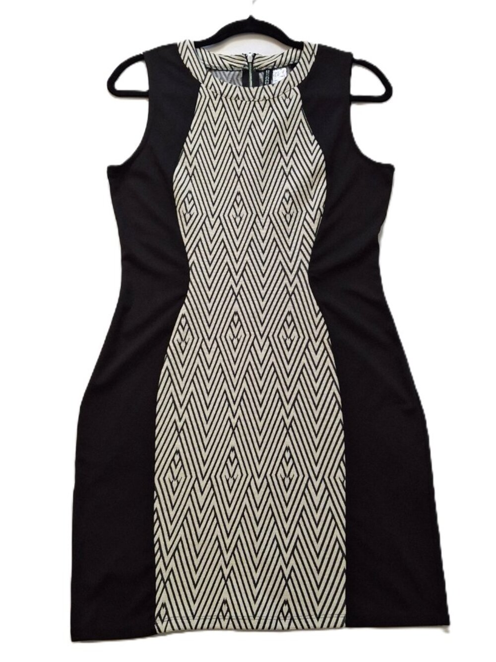 Divided H&M Color Block Bodycon Dress Size 14 Chrome Back Zipper Sleeveless